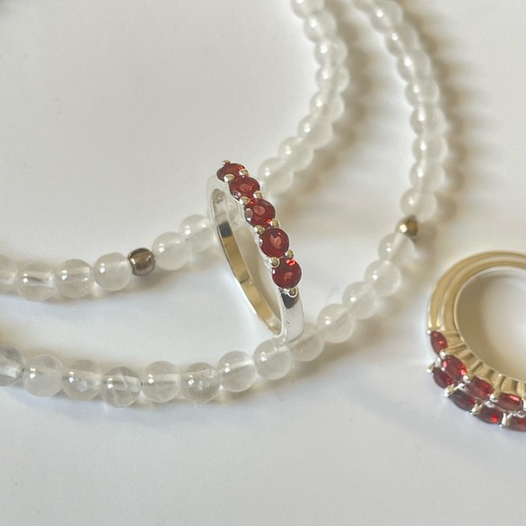 925 Sterling Silver Natural Garnet Band “Vibes” Sizes available US:5,7,8,9 - Picture 9 of 16